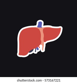 human liver, sticker. vector illustration