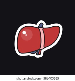 human liver, sticker. vector illustration