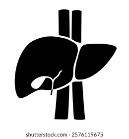 Human liver. Vector black icon isolated on white background.