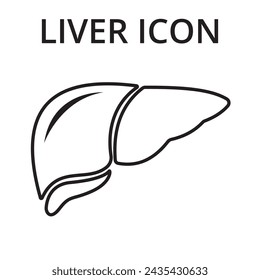 Human liver vector icon isolated on white background. Human liver line icon with gallbladder flat vector icon for medical apps and websites design.
