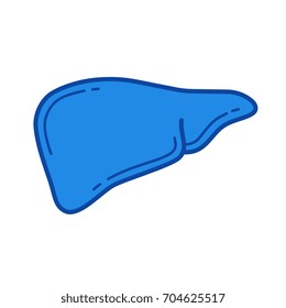 Human liver vector line icon isolated on white background. Human liver line icon for infographic, website or app. Blue icon designed on a grid system.