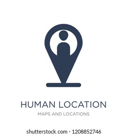 Human Location icon. Trendy flat vector Human Location icon on white background from Maps and Locations collection, vector illustration can be use for web and mobile, eps10
