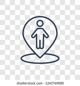 Human Location icon. Trendy linear Human Location logo concept on transparent background from Maps and Locations collection
