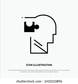Human, Logical, Mind, Puzzle, Solution solid Glyph Icon vector