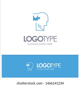 Human, Logical, Mind, Puzzle, Solution Blue Solid Logo with place for tagline. Vector Icon Template background