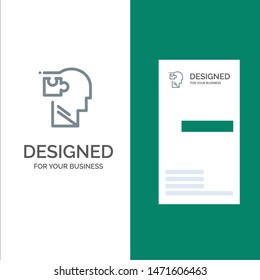 Human, Logical, Mind, Puzzle, Solution Grey Logo Design and Business Card Template