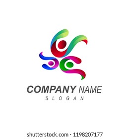 human logo, community logo with several people+ unity icon, family symbol, social symbol, logo with a simple look