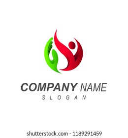 human logo , community logo or social gathering + fitness icon , fire icon, charity symbol