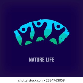 Logo humano en naturaleza natural creativa. Transiciones de color únicas. Plantilla de logotipo de energía vital de naturaleza única. vector