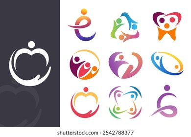 human logo design , charity icon , social and community symbol . vector illustration