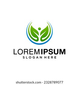 Human logo design inspirations, human with leaf logo, human nature logo