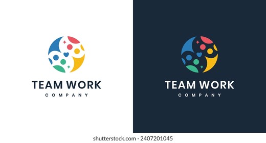 Human logo design template, logo for people working together