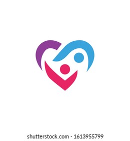 human logo design vector with heart love element