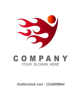 human logo and fire, Creative - vector business logo template concept illustration. Fire flame creative sign. abstract human