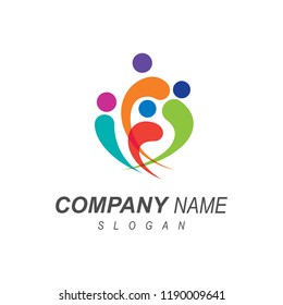 human logo, happy family logo, symbol of unity between humans + social icon