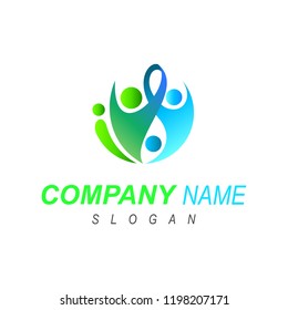 human logo holding hands, 
community logo with several people + family icon