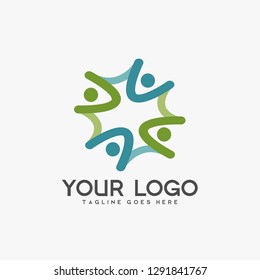 Human logo are interconnected, modern designs for education and health logo, vector logo templates for industry and business, community logo
