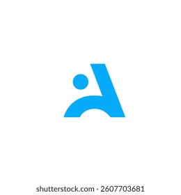 Human logo with letter A, simple corporate business, blue color
