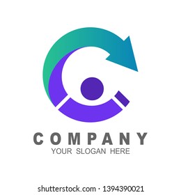 human logo and letter c with simple look