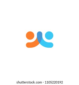 Human logo, mutual aid icon, people together abstract logotype. People support and hope symbol. Partnership vector design concept on white background. Human logo, mutual aid icon, people together abstract logotype. People support and hope symbol. Partnership vector design concept on white background.