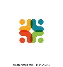 Human logo, mutual aid icon, people together abstract logotype. People support and hope symbol. Partnership vector design concept on white background.