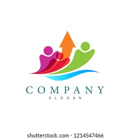 human logo, people and leaf, symbol of successful people
