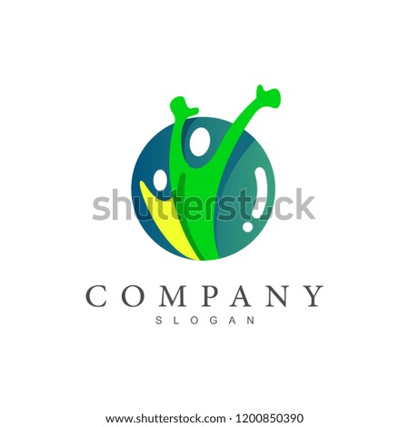 human logo , people's logos are celebrating victory +association icons with circles and people who raise their hands