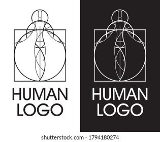 Human logo. Stylish sign made from geometric lines