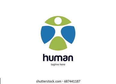 Human Logo Template Design Vector, Emblem, Design Concept, Creative Symbol, Icon