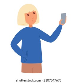 Human looking smartphone. People using mobile phone, person social media communication, smart man talk cellphone woman internet chat message telephone vector illustration. Human with mobile phone.