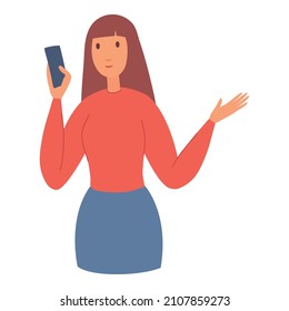 Human looking smartphone. People using mobile phone, person social media communication, smart man talk cellphone woman internet chat message telephone vector illustration. Human with mobile phone.