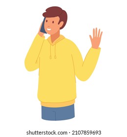 Human looking smartphone. People using mobile phone, person social media communication, smart man talk cellphone woman internet chat message telephone vector illustration. Human with mobile phone.