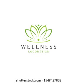 Human with Lotus logo design concept for health, spa, and yoga