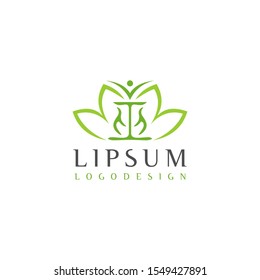 Human with Lotus logo design vector template