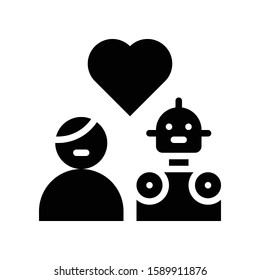 Human in love with robot vector, Robotics related solid style icon