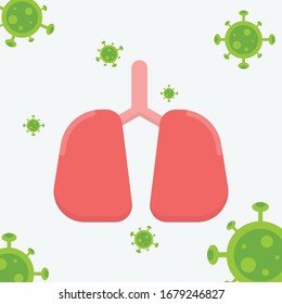 Human lung. 2019-ncov. Human lung with coronavirus. Coronavirus concept. Vector illustration.