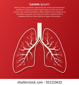 Human Lung anatomy illustration with sample text. Illness respiratory cancer graphics. Vector