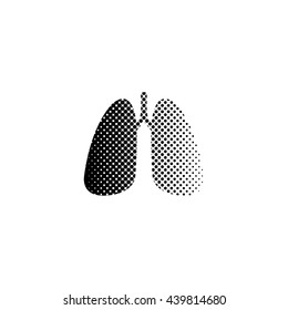 Human lung - black vector icon;  halftone illustration