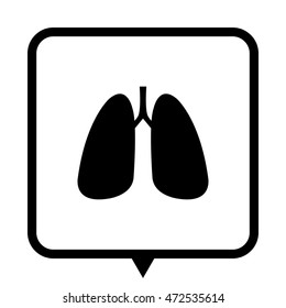 Human lung - black vector icon;  message bubble