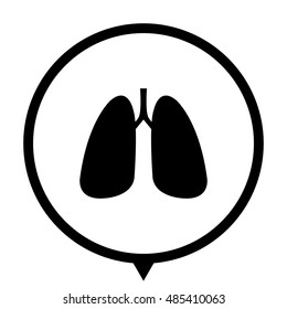 Human lung - black vector  icon; map pointer