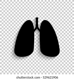 Human lung - black vector  icon with shadow