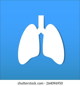 Human lung icon, blue background, health care