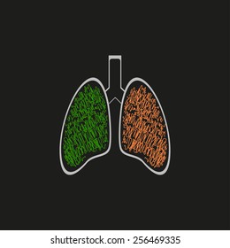 Human lung icon, in a drawing style