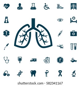 Human lung icon, medical set on white background. Health Care Vector illustration