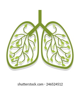 Human lung icon tree leaves
