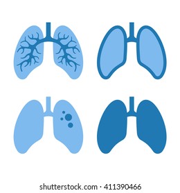 Human Lung Icons Set