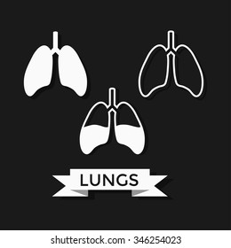 Human Lung Icons Set, in a Flat Design