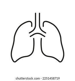 Human Lung Line Icon. Bronchi and Trachea Breath System Pictogram. Healthy Bronchial Respiratory Organ Outline Icon. Pneumonia Respiration Illness. Editable Stroke. Isolated Vector Illustration.