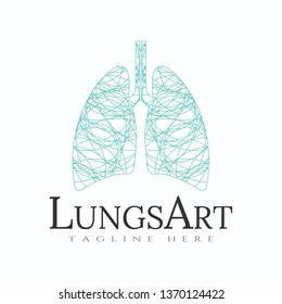 human lung logo with line art on a white background. Respiratory system science. healthcare and medical icons. lungs vector. Human anatomy symbol. Breathing. vector illustration element