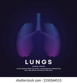 Human lung medical structure. Vector logo lungs care color silhouette on a dark background. EPS 10